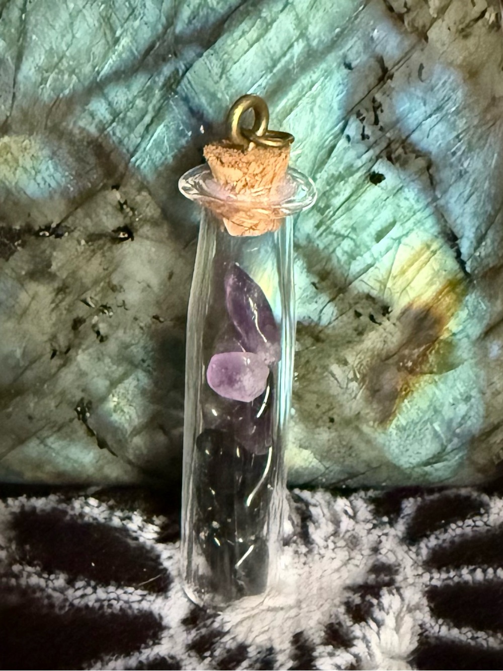 Amethyst & Obsidian Vial Pendant